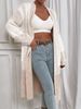 Women's Oversized V-Neck Cardigan Sweater - 2024 Trendy Longline Knit Coat With Faux Fur Accents (Beige/3 Colors, S-XL)_ecoleips.com