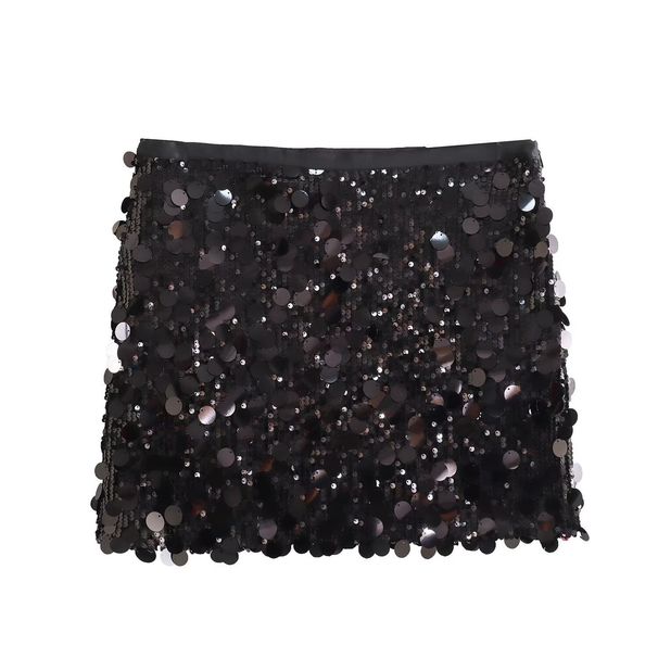 Talenza Silver Sequin Skirt Woman High Waist Mini Skirt Woman Fashion Shiny Glitter Elegant Short Skirts Women Y2k Skirt Outfits_ecoleips.com