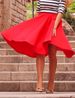 Women's Elegant Sexy Pleated Solid Color Over-the-Knee Large Hem OL Midi Skirt_ecoleips.com