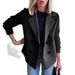 Women's Wool Blend Blazer Jacket With Notched Lapel, Elegant Casual Coat For Office & Daily Wear, Stretch Comfort Fit, Classic Solid Colors_ecoleips.com
