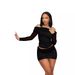 Women's Mesh Panel Casual Dress Set 2-Piece Outfit Long Sleeve Short Skirt Combo For Work & Daily Wear_ecoleips.com