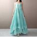 Summer New Style Artistic Double Layer Asymmetrical Hemline Wide Waist Linen Dress Strapless Long Skirt Cotton Linen Blend_ecoleips.com