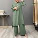 Women's Clothing Sportswear Elegant Puff Sleeve Round Neck Shirt Loose Fashion Wide Leg Pants Suit_ecoleips.com