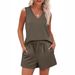 Women's Clothing Summer Shorts With Casual V Neck Sleeveless Vest Suit_ecoleips.com