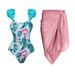 Women's One Shoulder Ruffle Print One Piece Swimsuit Stylish Flirty Beachwear Clothing Set_ecoleips.com