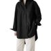 Verve Autumn Winter New Solid Color Long Sleeve Turn-down Collar Irregular Plus Size Women's Shirt_ecoleips.com