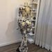 Elegant Flocked Floral Sheer Mesh Long Sleeve Dress With Slip Lining - Stretchy Ruffle Hem A-Line Party Gown_ecoleips.com