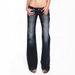 Women's Low Rise Flared Dark Wash Denim Jeans, Slim Bootcut Stretch Casual Pants For Daily Streetwear, Y2K Vintage High Stitching Bell Bottoms For Eve_ecoleips.com