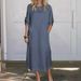 Aria Basics Aria Basics New 2024 European And American Cross-Border Summer Style Loose Casual Solid Color Short Sleeve Cotton Linen Dress_ecoleips.com