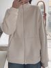 Cozy Fleece-Lined Zip-Up Hoodie – Oversized Stand Collar Pullover With Plush Sherpa Interior (Beige) – Warm Loungewear For Women_ecoleips.com