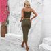 Voya Women's Summer New Collection Women's Versatile Commuting Fashion Set, Strap Tank Top, Split Skirt Two Piece Set_ecoleips.com