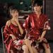 Voya 2020 New Women's Pajamas Spring And Autumn Silk-like Printed Pajama Set Crane Sexy Morning Robe_ecoleips.com