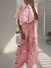 Women's Clothing Solid Color Casual Hollow Cardigan Top Wide Leg Pants Two Piece Set_ecoleips.com
