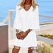 Women's Clothing New Summer V Neck Loose Tassel Large Size Dress_ecoleips.com