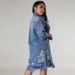 K Large Size Women's New Denim Ripped Tassel Short Sleeved Lapel Dress_ecoleips.com
