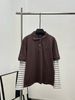 2025 Early Autumn New M Style Micro Label Polo Collar Striped Long Sleeve F Ake Two-Piece T-Shirt Top_ecoleips.com