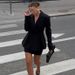 Elegant Slimming Women's Suit Set High Waist Cinching Black Two Piece Outfit Bodycon Skirt_ecoleips.com
