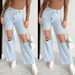 Women’s Clothing Early Spring Large Hole Chain Pendant Ladies Denim Straight Pants_ecoleips.com