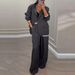 Women's Clothing Women's Autumn Winter Wide Leg Pants Suit Set European American Style Elegant Solid Color Long Sleeved Coat Casual Outfit_ecoleips.com