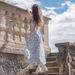 Women's Lace-Up Floral One-Piece Swimsuit With Detachable Umbrella Skirt_ecoleips.com