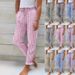 Women's Casual Striped Solid Color Cotton Linen Loose Long Pants Home Pants_ecoleips.com