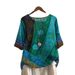 European And American Cross-Border Wish Foreign Trade Women's Fashion Loose Digital Print Casual Top 9185_ecoleips.com