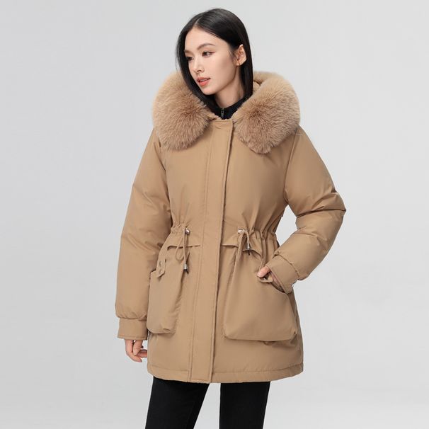 Winter Parka Coat For Women – Mid-Length Hooded Puffer Jacket With Faux Fur Trim, Oversized Pockets, Water(M-XXXL, Black/Taupe/Khaki, Commuter-Ready)_ecoleips.com