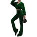 Elegant Velvet High-Waist Tunic & Flare Pants Set - Autumn Women's Casual Outfit (Green, S/M/L/Xl) Fashion Trends_ecoleips.com