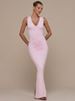 Mozision Deep V Neck Sleeveless Sexy Maxi Dress Women Elegant Ruched Bodycon Back Split Club Party Long Dress Female Clubwear_ecoleips.com