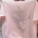 2024 Women's Summer New Fashion Commute Cotton Round Neck Diamonds Printed Solid Color Loose Short Sleeve Casual T-shirts Tops_ecoleips.com