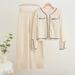 Women's Knit Cardigan & Wide Leg Pants Set - Casual Korean Style Outfit, Soft Viscose Fabric, Loose Fit Comfort, Black/Beige (One Size)_ecoleips.com