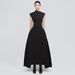 Minimalist Asymmetrical Hem Sleeveless Maxi Dress For Women - Solid Color Round Neck Elegant Casual Dress (Black/White/Coffee)_ecoleips.com