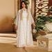 Verve AB416 Abaya Women Clothing Dubai Muslim Embroidery Cardigan Vest Set Skirt_ecoleips.com