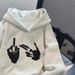 Trendy Brand Printed Hooded Sweatshirt Women's Heavyweight Fleece Lined Thickened Loose Fitting Pullover Top Autumn Winter 2025 New Style_ecoleips.com
