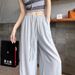 Suitable For All Seasons Narrow Wide-Leg For Women New Lazy Ice Silk Cotton Linen Summer Fashion Thin Draped Petite Yamamoto Pants_ecoleips.com