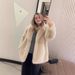Women’s Belted Faux Fur Coat – Oversized Lapel Jacket With Russian-Style Collar (S/M/L, Coffee/Grey/Beige/Black)_ecoleips.com