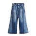 Women's Clothing Women's Washed Patchwork Denim Jacket And Slit Skirt Set Spring European American Style_ecoleips.com