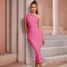 Elegant One-Shoulder Bandage Bodycon Dress for Evening Parties Stretchy A-Line Cocktail Dress with Back Detail_ecoleips.com