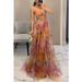 Women's Clothing Spring And Summer New Mesh Printed Suspender Dress INS Holiday Casual Party Dress_ecoleips.com