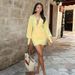 JY25334 Women's Sexy Deep V Neck Pleated Bodycon Shirt Dress European American Style Short Skirt Cross Border Hot Girl Fashion_ecoleips.com