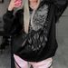 Women's Clothing Dark Themed Color Blocked Hooded Zip Up Cardigan Long Sleeved Boyfriend Style Loose Casual Jacket For Women Oversized_ecoleips.com