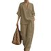 Women's V-Neck Short Sleeve Top Wide Leg Pants Set Two-Piece Casual Comfortable Stretch Fabric Outfit_ecoleips.com