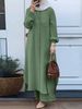 h707#Muslim Clothing Two-Piece Spring Autumn New Women's Sleeve Shirt And Long Pants Set_ecoleips.com