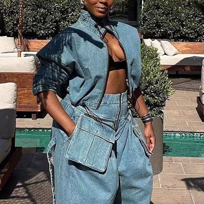 Women's High Waist Slim Fit Denim Jacket Workwear Style Niche Design Spring New Loose Short Jacket_ecoleips.com