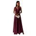 Verve 2025 Spring Summer New Women's Solid Color V-neck Long Dress_ecoleips.com