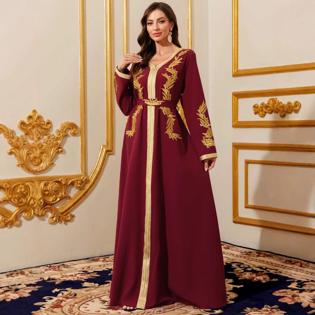 Women's Clothing Robe Dress Ladies Dress Arabic Lace Long Sleeve Fashion Long Skirt Spot_ecoleips.com