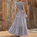 2026 Summer Bohemian V-Neck High-Waist Printed Vacation Long Dress With Floral Patchwork For Women_ecoleips.com