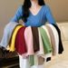 Women's Slim Fit V-Neck Long Sleeve Knit Sweater - Soft Stretchable Pullover Top For Autumn Winter Layering_ecoleips.com