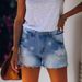 2022 Autumn/Winter New European And American Style Fashion Trend Printed Five-Point Star Ripped Tassel Denim Shorts For_ecoleips.com