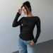 Voya New Women's Clothing V-neck Long Sleeved Brushed Pit Stripe Knitted Top Solid Color Sexy Slim Fit Short Base Shirt For Women_ecoleips.com